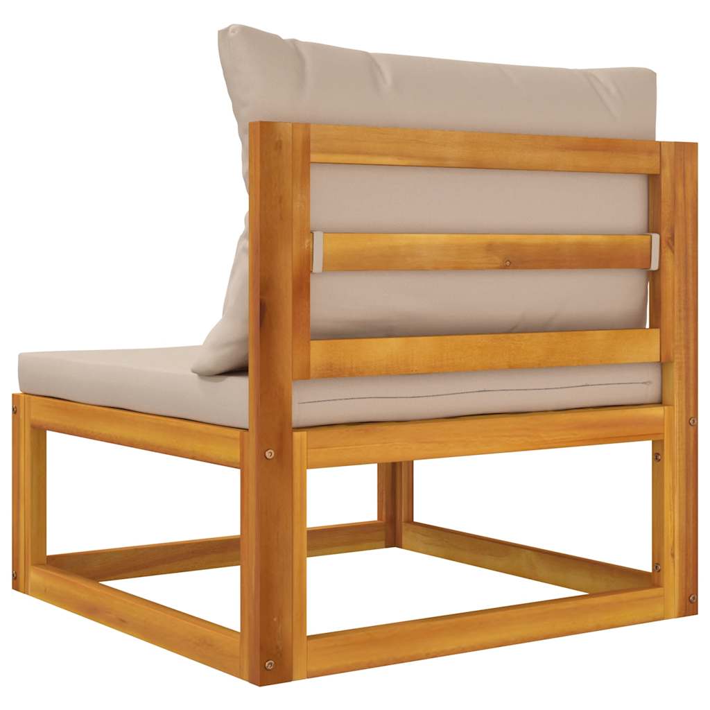 vidaXL Środkowa sofa ogrodowa z poduszkami w kolorze taupe, akacja