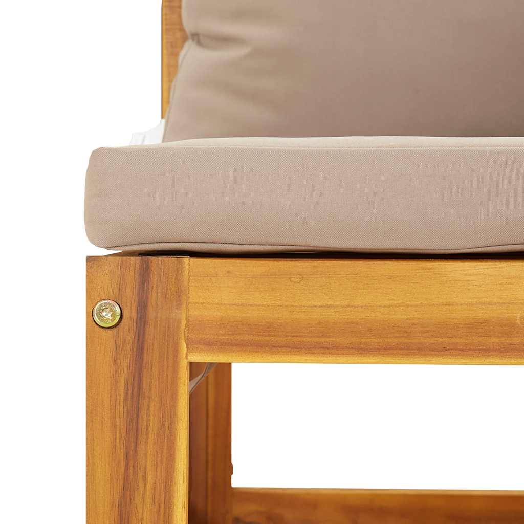vidaXL Środkowa sofa ogrodowa z poduszkami w kolorze taupe, akacja