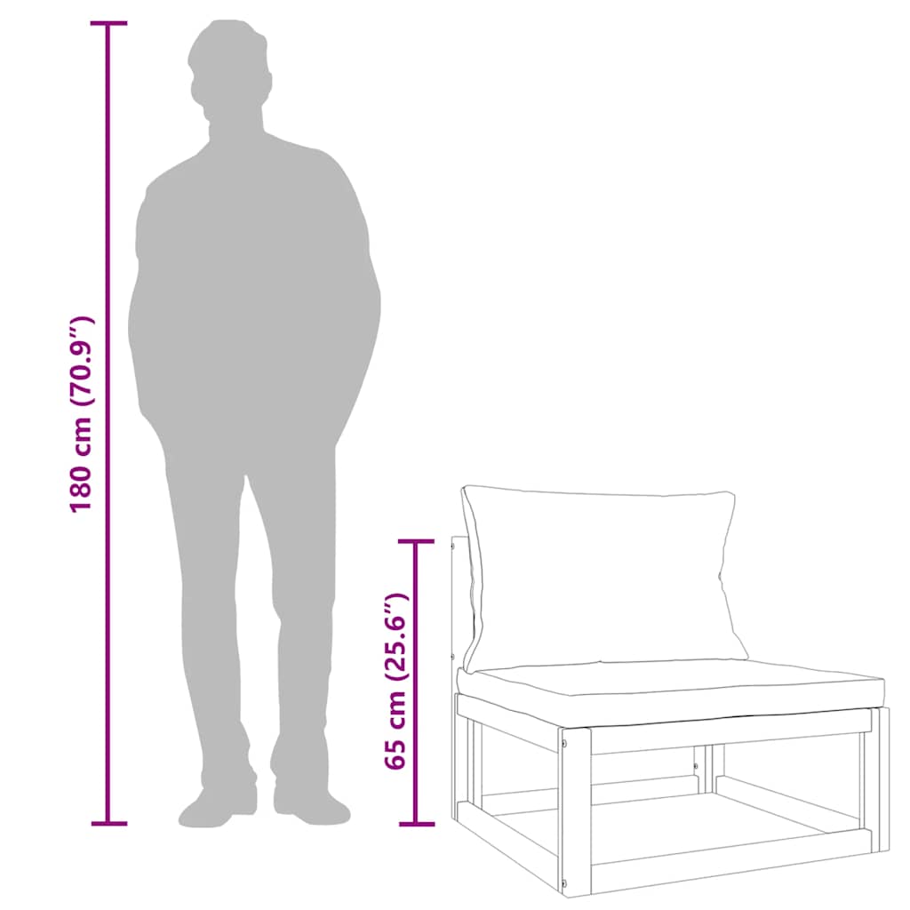 vidaXL Środkowa sofa ogrodowa z poduszkami w kolorze taupe, akacja