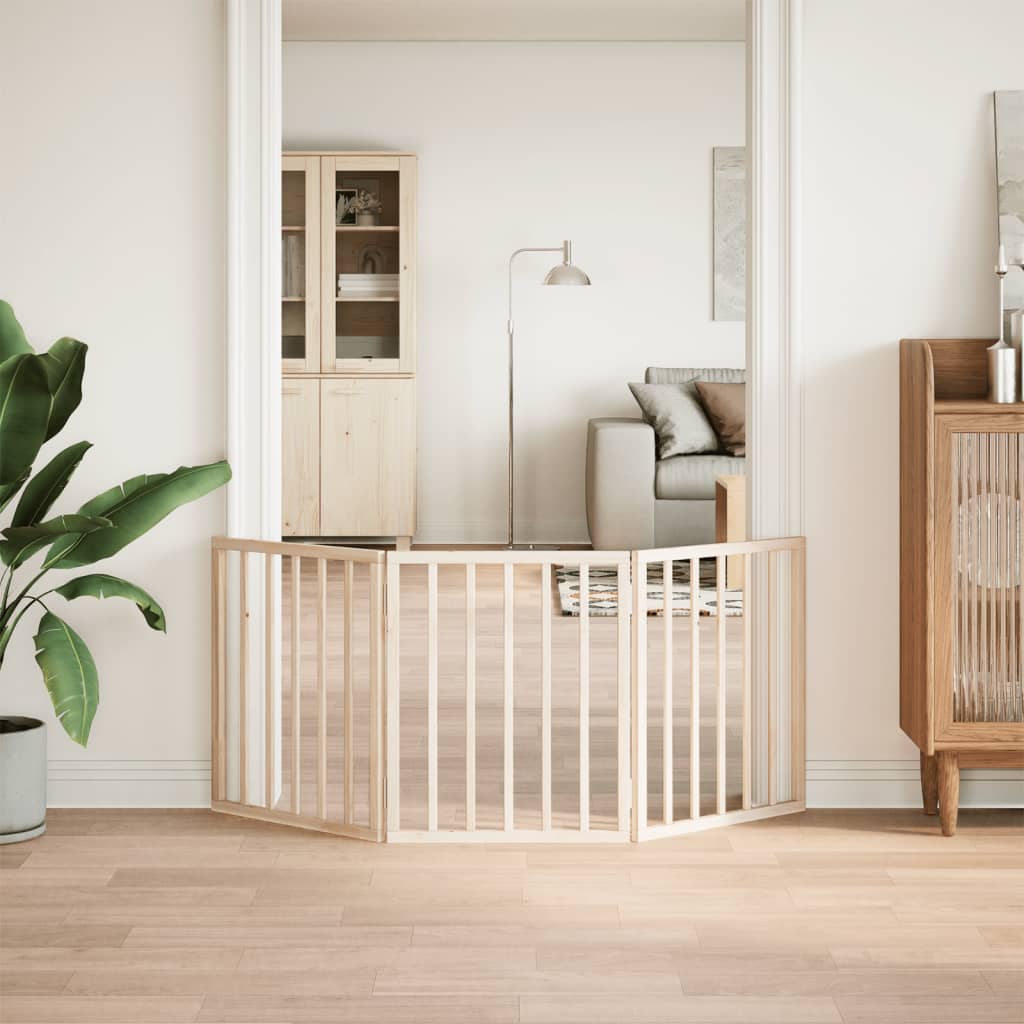 vidaXL Bramka dla psa składana 3 panele 150 cm drewno topolowe