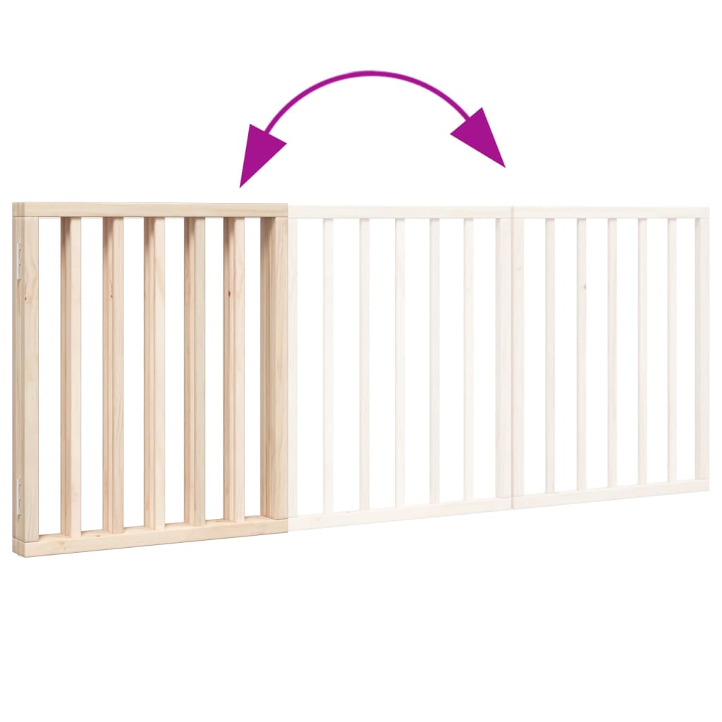 vidaXL Bramka dla psa składana 3 panele 150 cm drewno topolowe