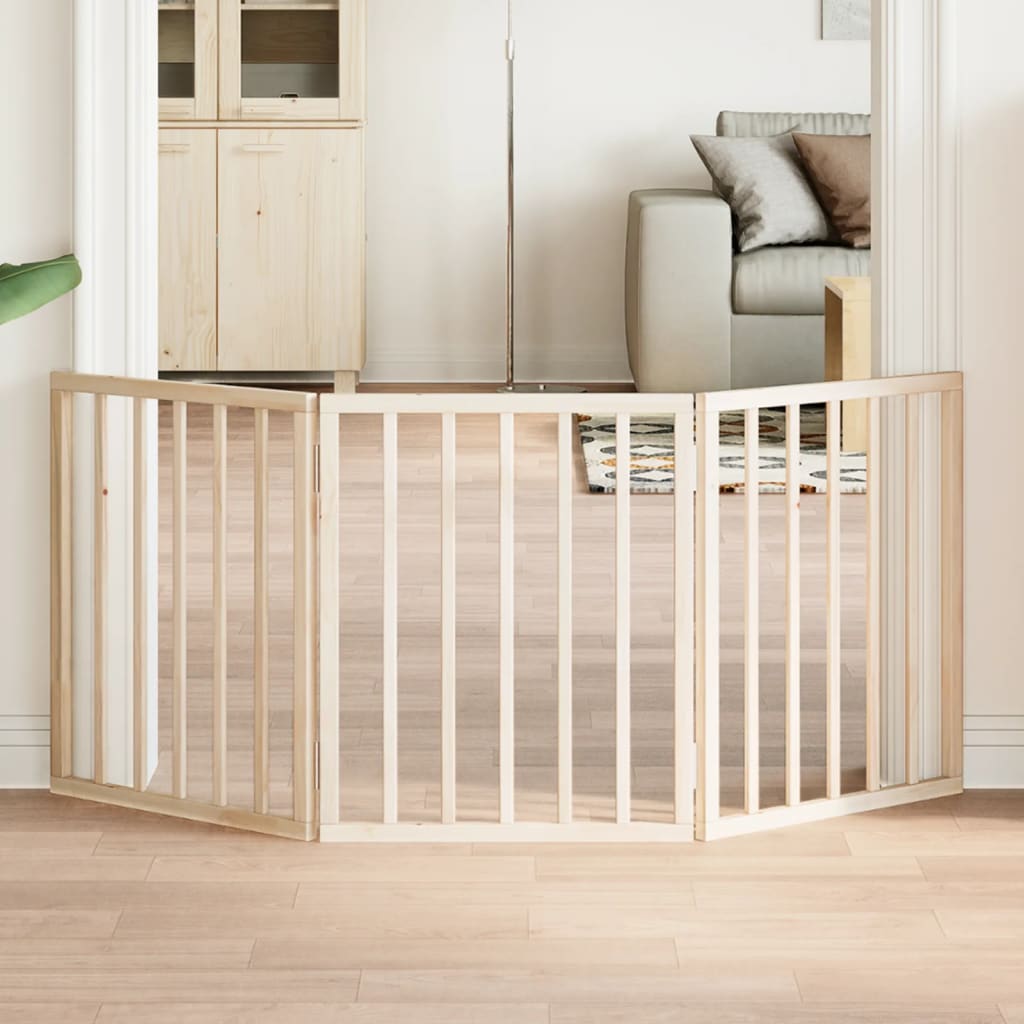 vidaXL Bramka dla psa składana 3 panele 150 cm drewno topolowe