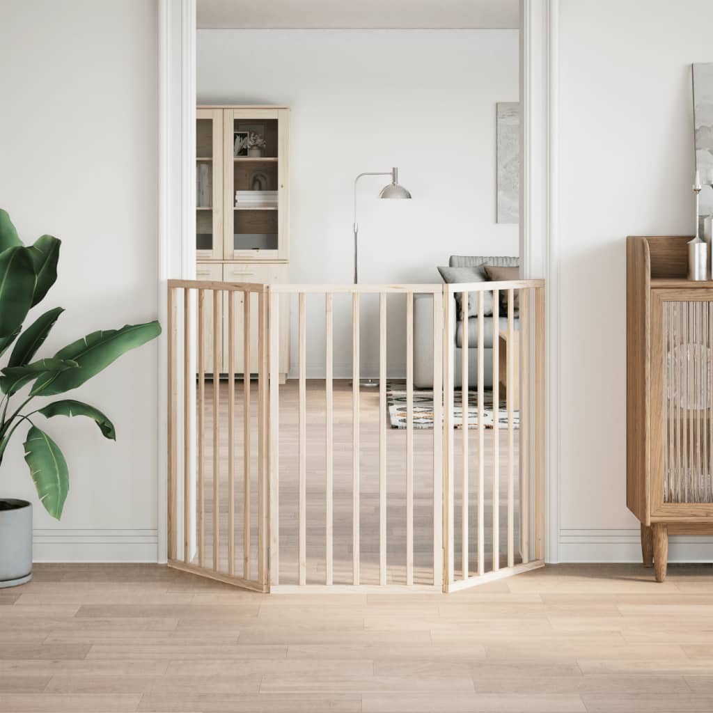 vidaXL Bramka dla psa składana 3 panele 150 cm drewno topolowe