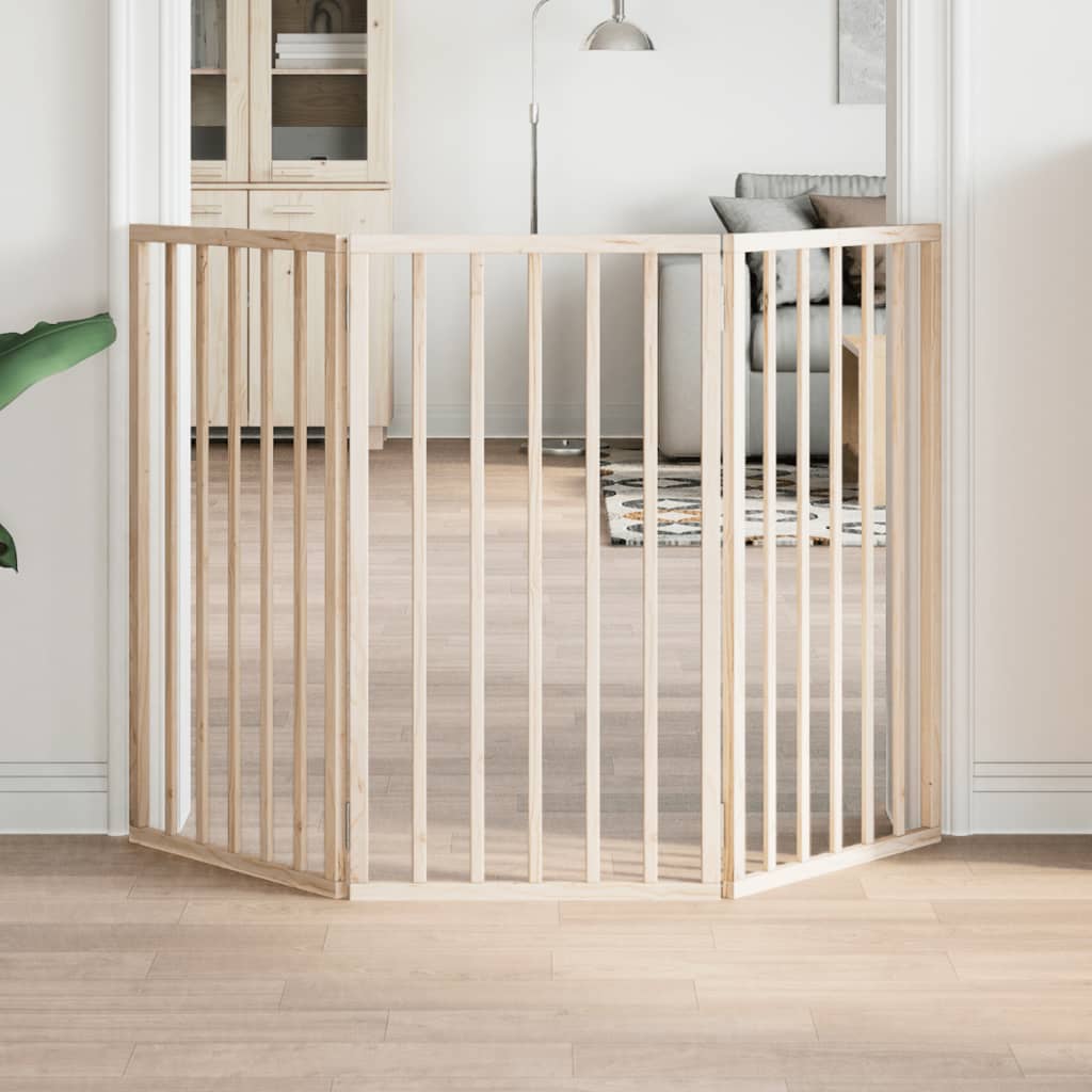 vidaXL Bramka dla psa składana 3 panele 150 cm drewno topolowe