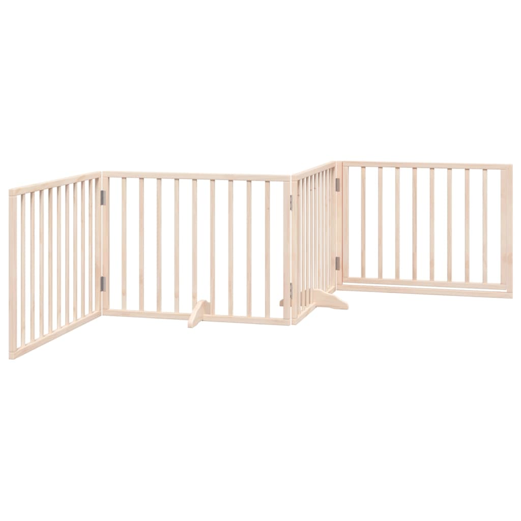 vidaXL Bramka dla psa z drzwiami składana 4 panele 320 cm drewno topolowe