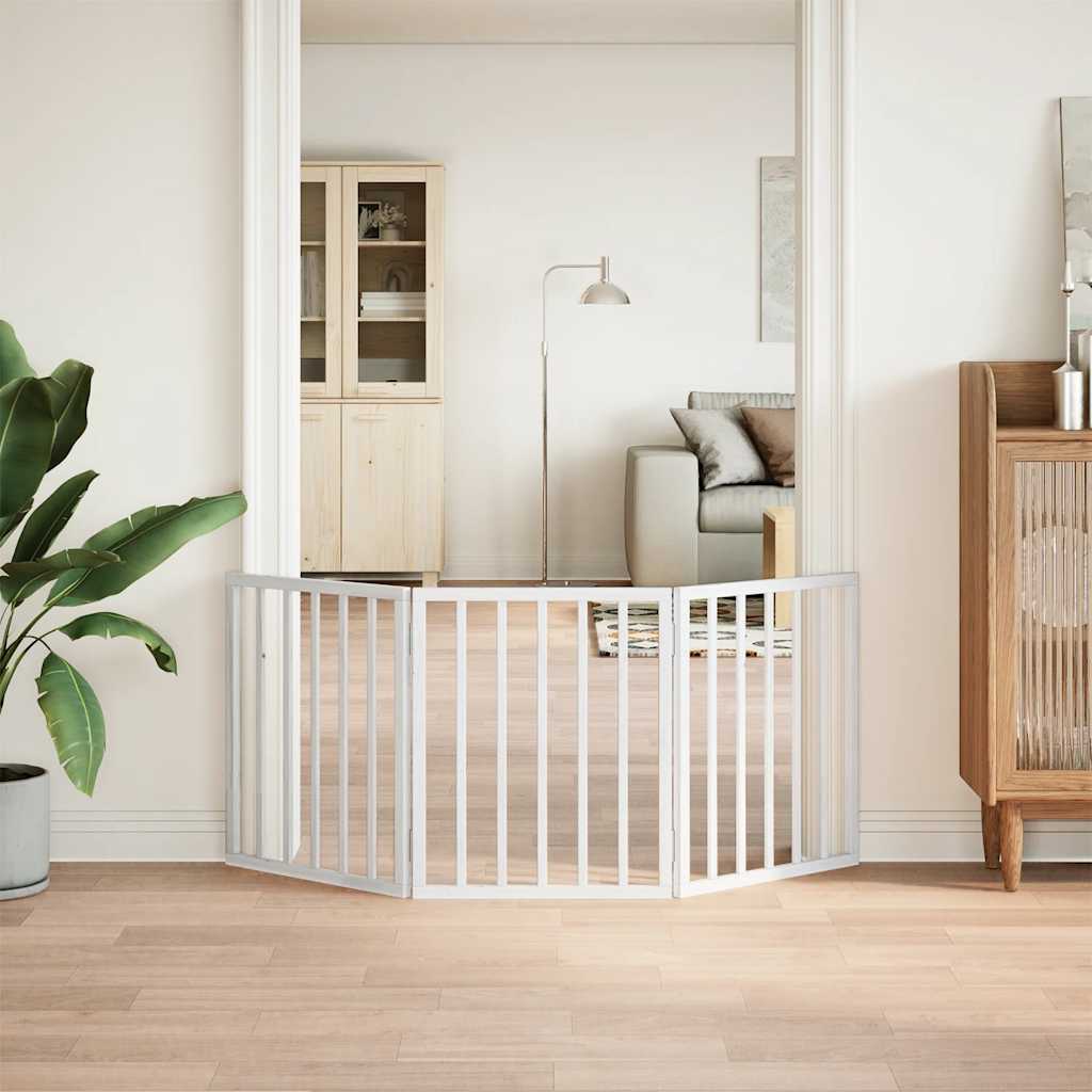 vidaXL Składana bramka zabezpieczająca dla psa, 3 panele, biała, 150cm