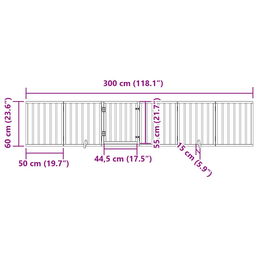 vidaXL Składana bramka dla psa, z drzwiami, 6 paneli, biała, 300 cm