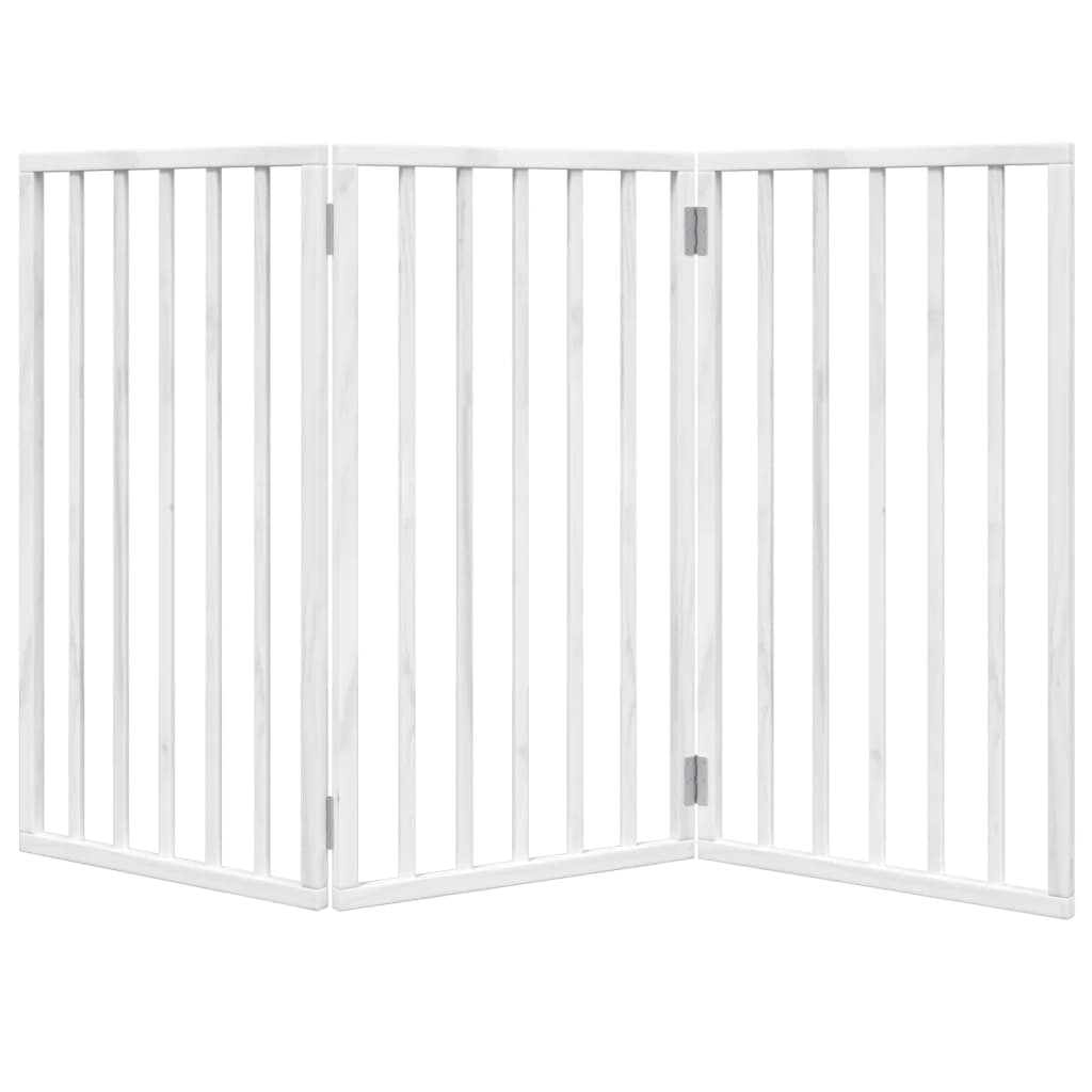 vidaXL Bramka dla psa składana 3 panele biała 150 cm drewno topolowe