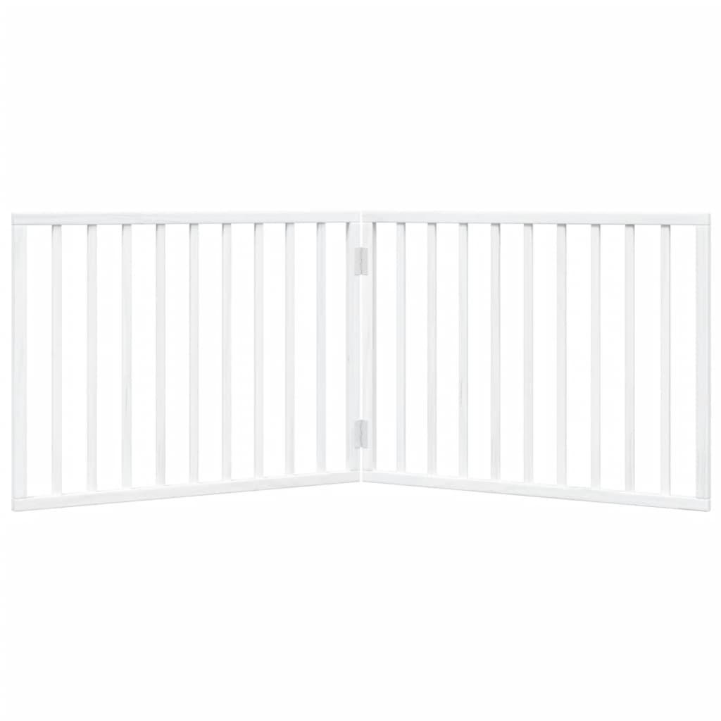 vidaXL Bramka dla psa składana 2 panele biała 160 cm drewno topolowe