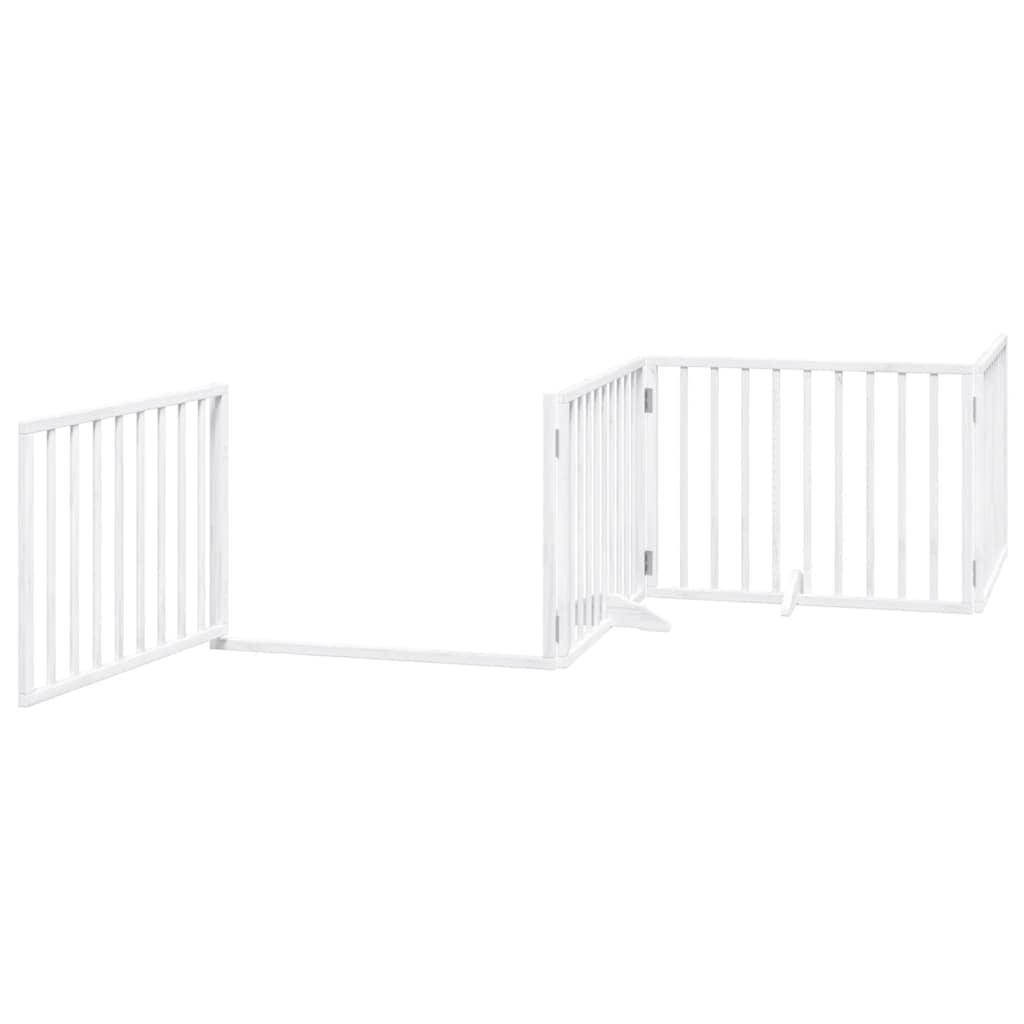 vidaXL Składana bramka dla psa, z drzwiami, 4 panele, biała, 320 cm