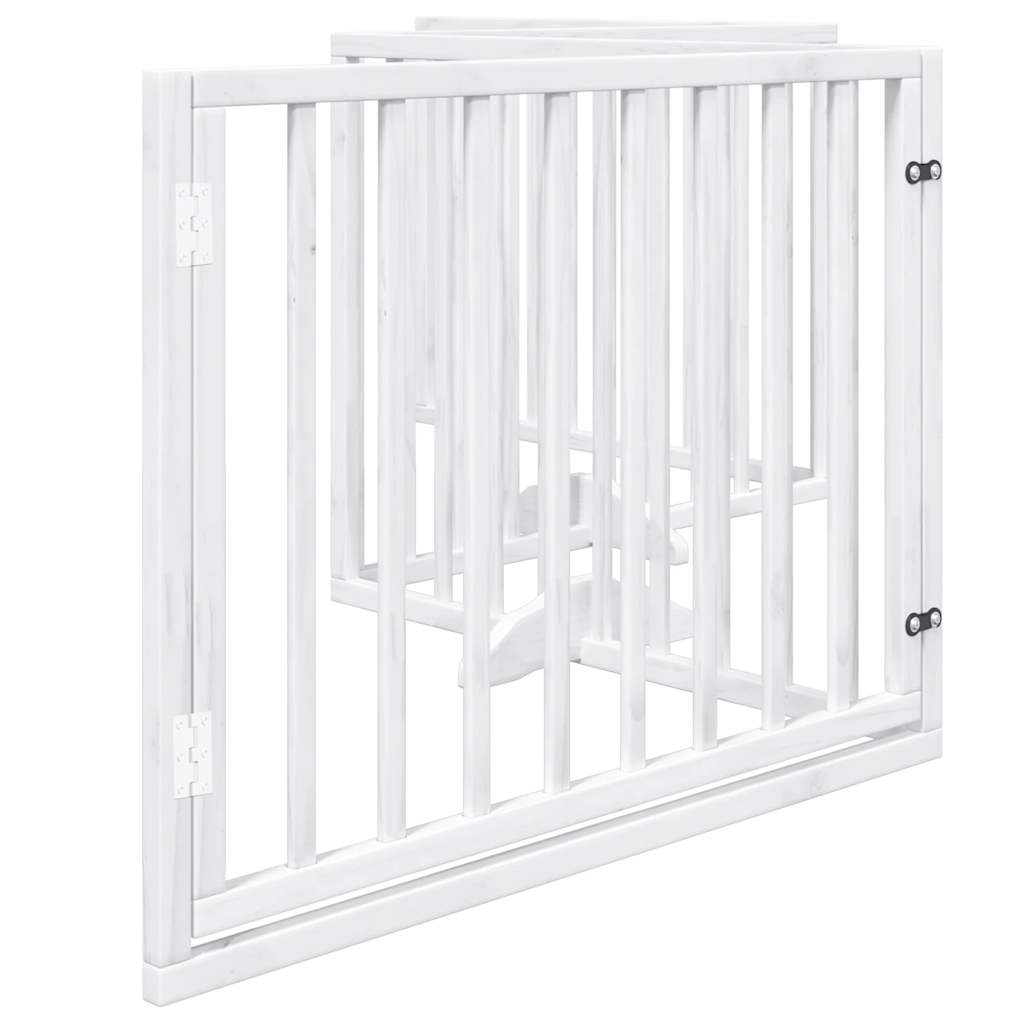 vidaXL Składana bramka dla psa, z drzwiami, 4 panele, biała, 320 cm