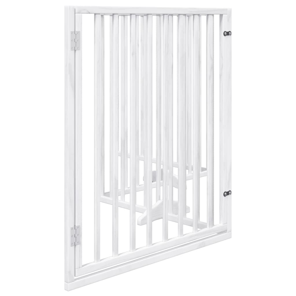 vidaXL Bramka dla psa z drzwiami składana 4 panele biała 320 cm drewno topolowe