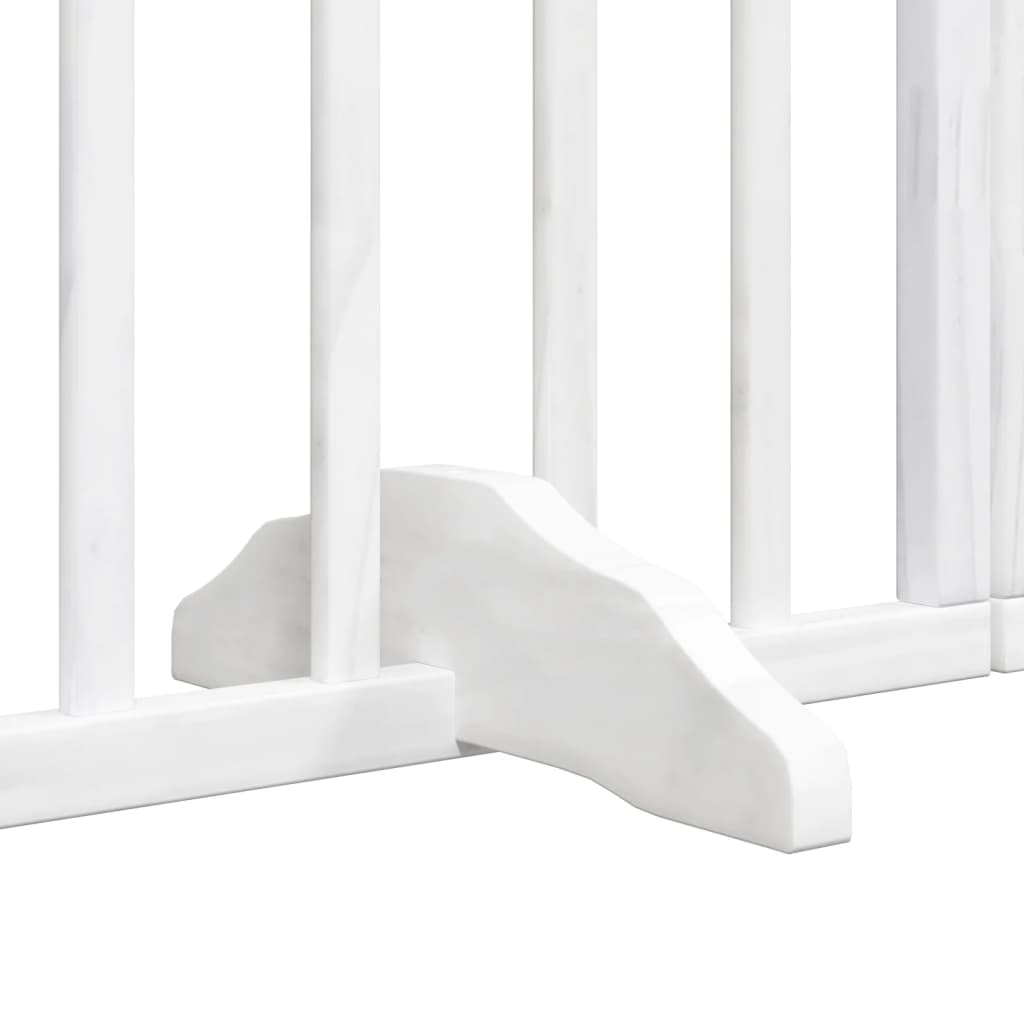 vidaXL Bramka dla psa z drzwiami składana 4 panele biała 320 cm drewno topolowe