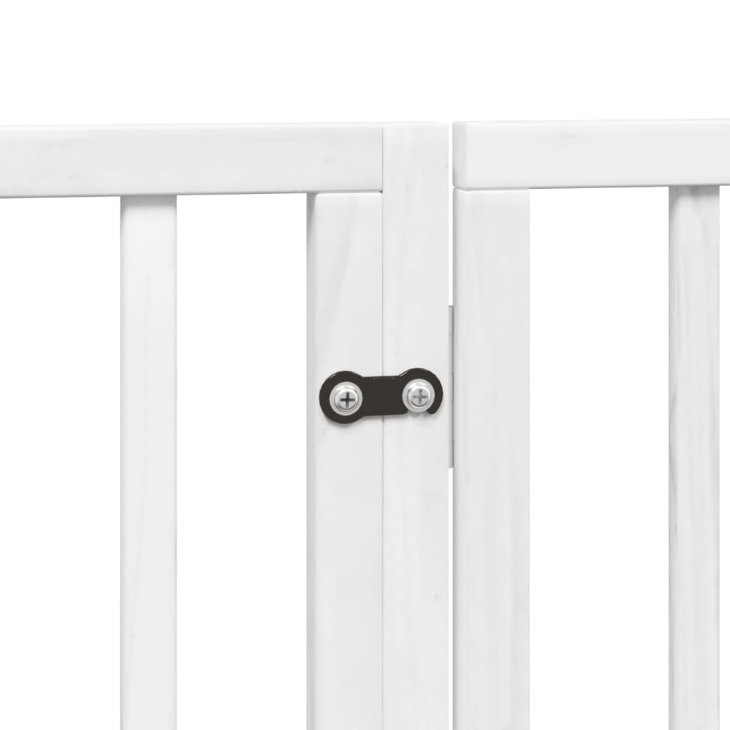 vidaXL Bramka dla psa z drzwiami składana 4 panele biała 320 cm drewno topolowe