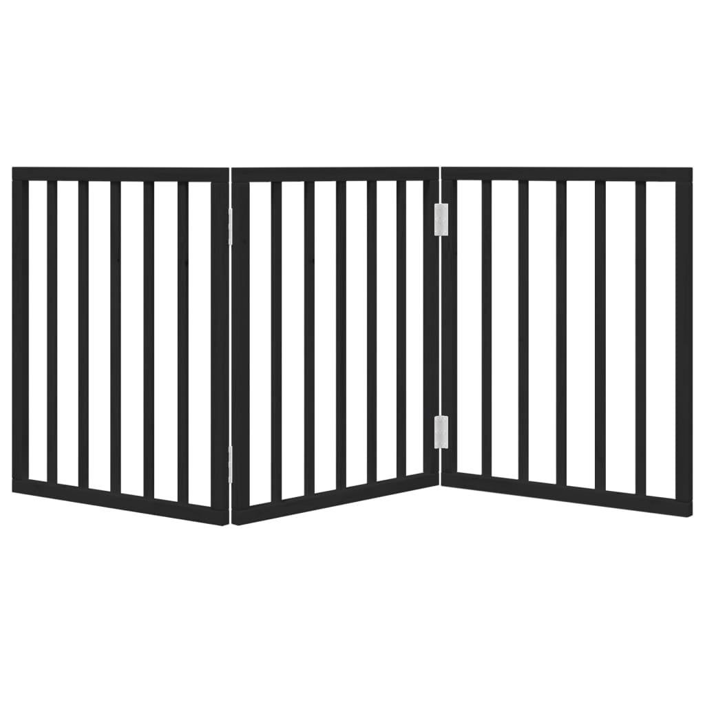 vidaXL Składana bramka dla psa, 3 panele, czarna, 150 cm