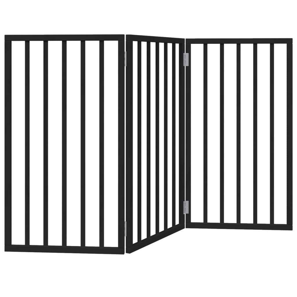 vidaXL Składana bramka dla psa, 3 panele, czarna, 150 cm