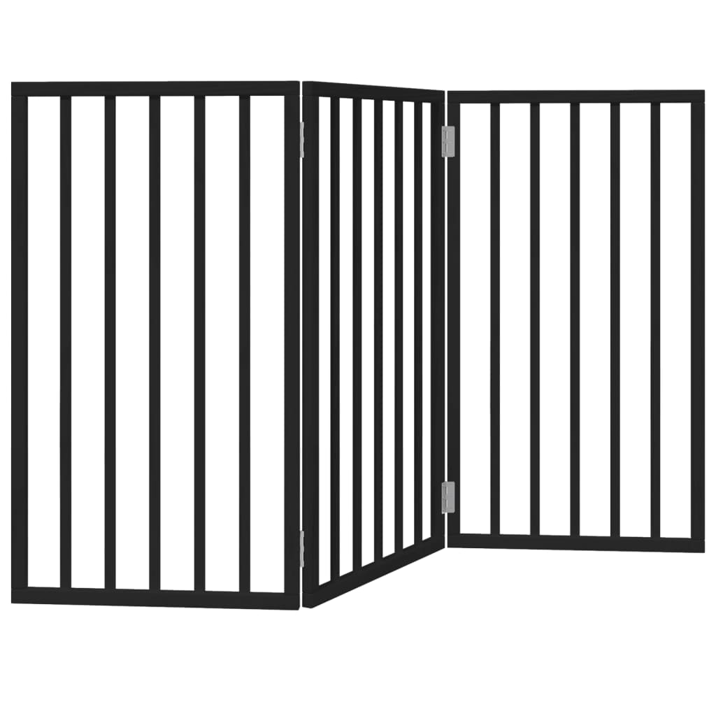 vidaXL Składana bramka dla psa, 3 panele, czarna, 150 cm