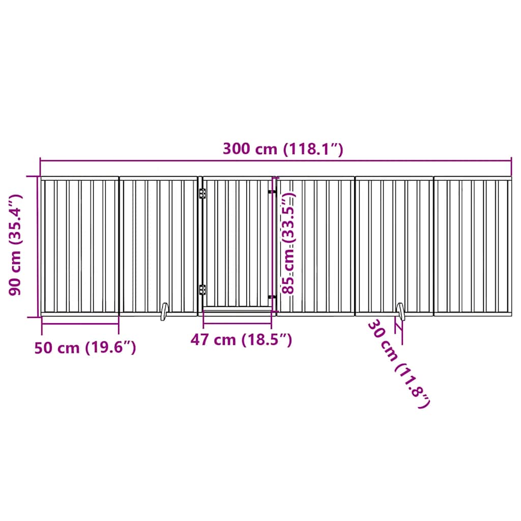 vidaXL Składana bramka dla psa, z drzwiami, 6 paneli, czarna, 300 cm