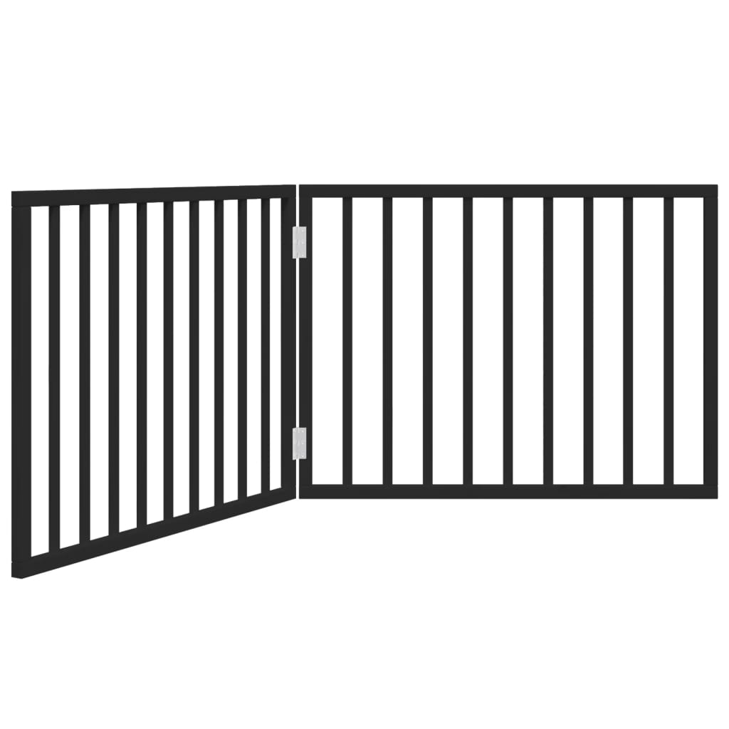 vidaXL Bramka dla psa składana 2 panele, czarna, 160 cm, drewno topolowe