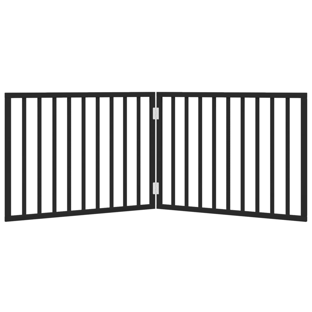 vidaXL Bramka dla psa składana 2 panele, czarna, 160 cm, drewno topolowe