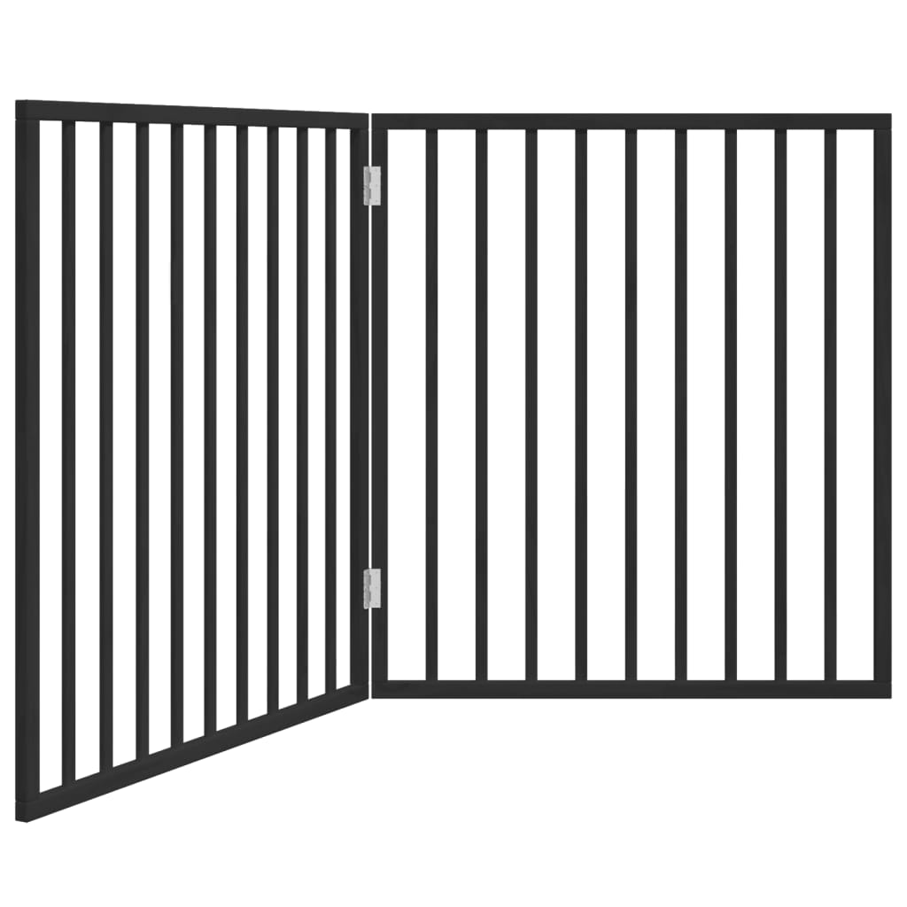 vidaXL Bramka dla psa składana 2 panele, czarna, 160 cm, drewno topolowe