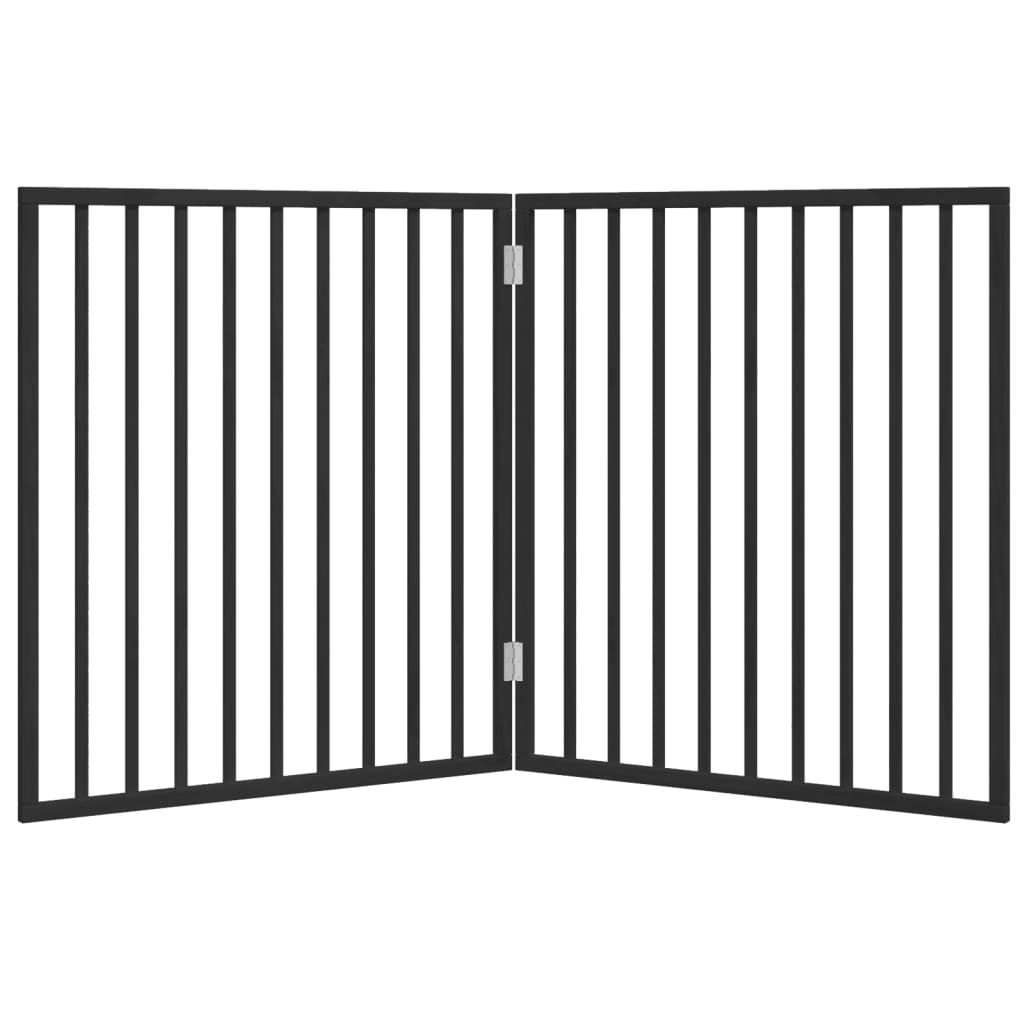 vidaXL Bramka dla psa składana 2 panele, czarna, 160 cm, drewno topolowe