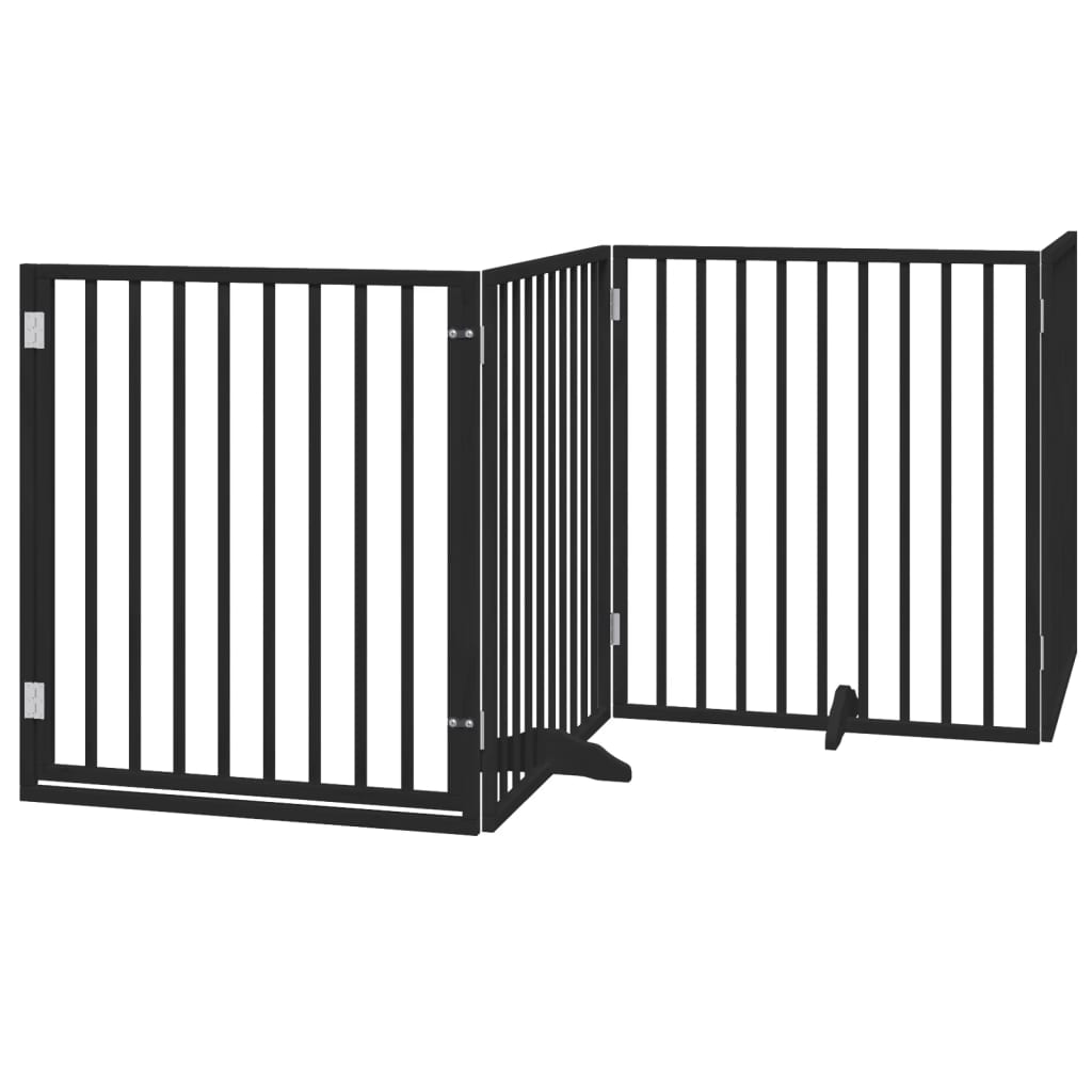 vidaXL Składana bramka dla psa, z drzwiami, 4 panele, czarna, 320 cm
