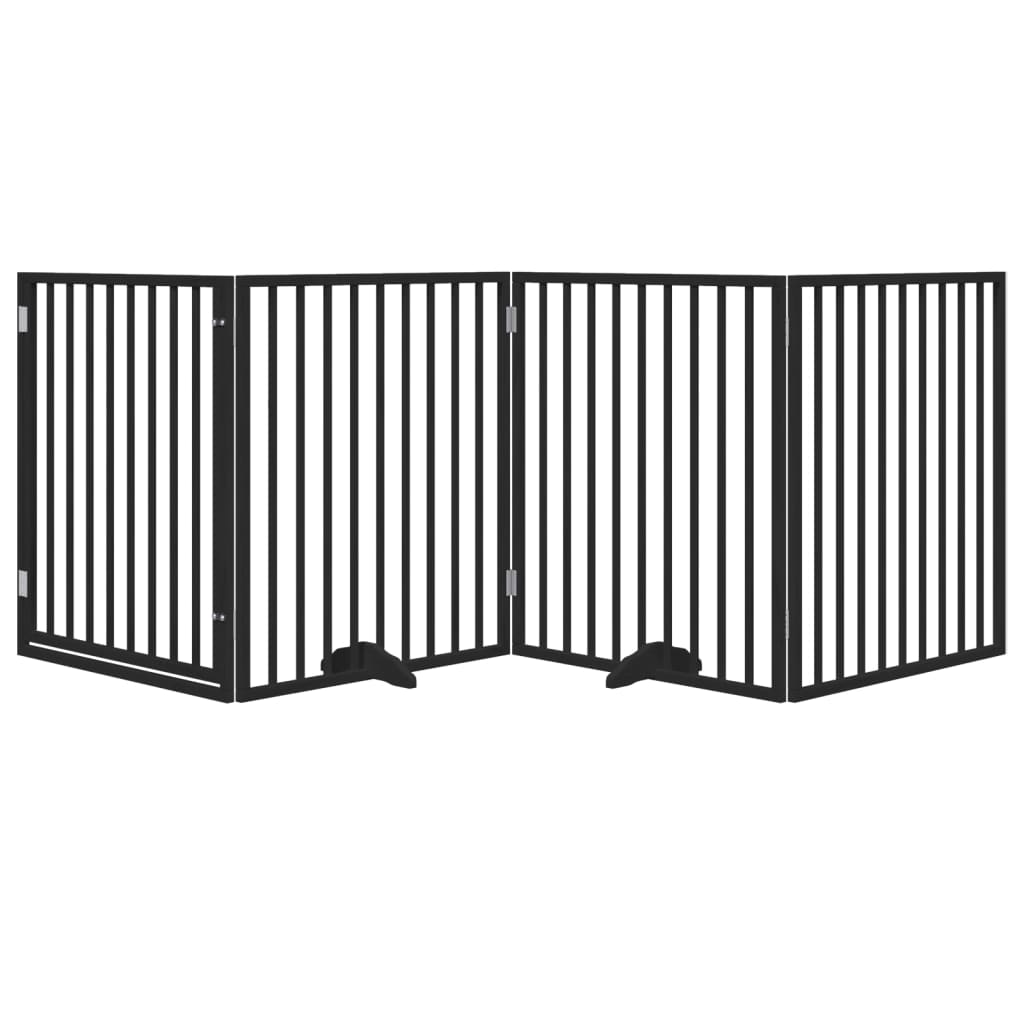 vidaXL Składana bramka dla psa, z drzwiami, 4 panele, czarna, 320 cm