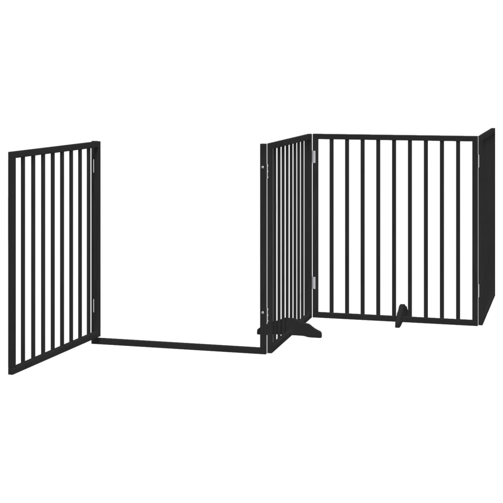 vidaXL Składana bramka dla psa, z drzwiami, 4 panele, czarna, 320 cm