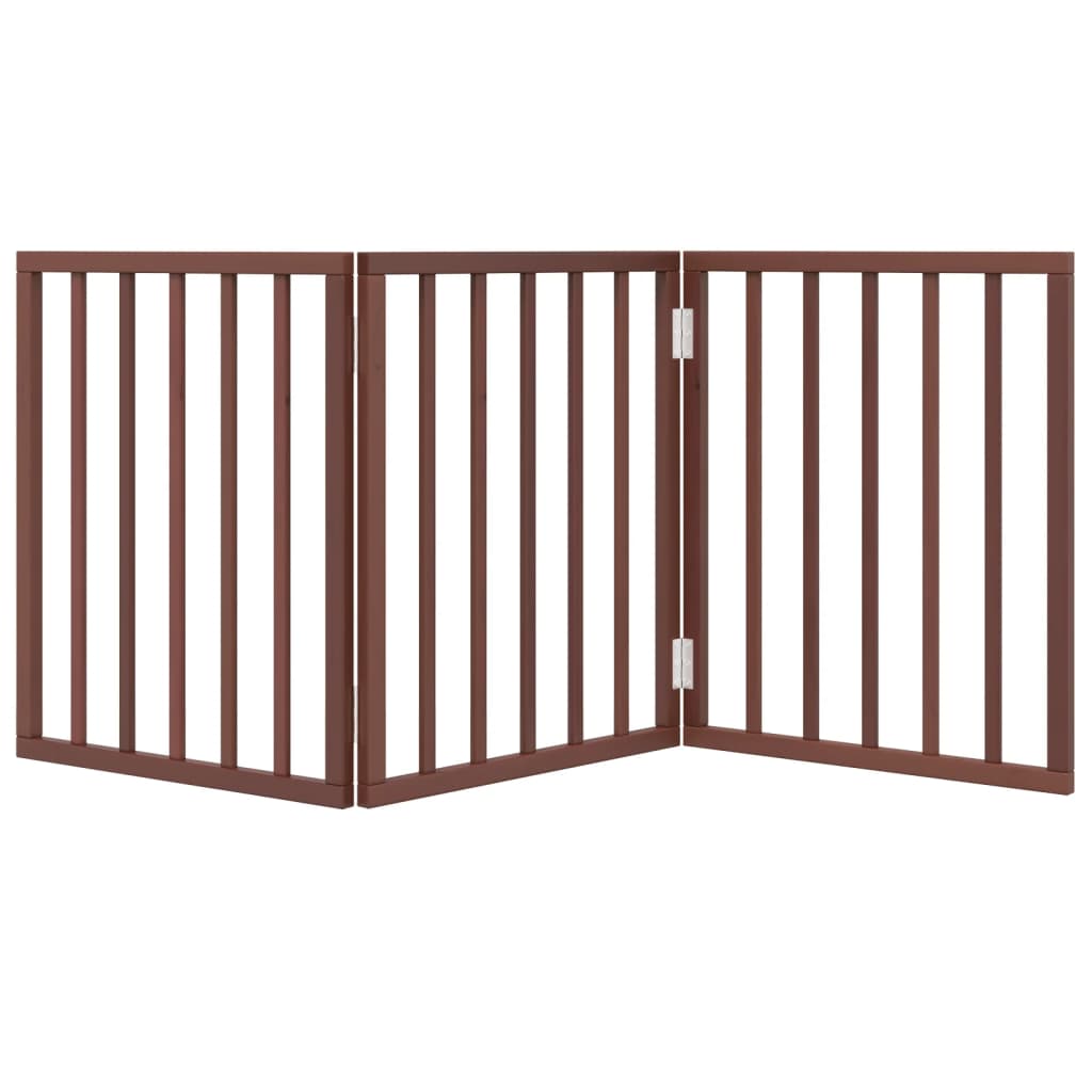 vidaXL Składana bramka dla psa, 3 panele, brąz, 150 cm