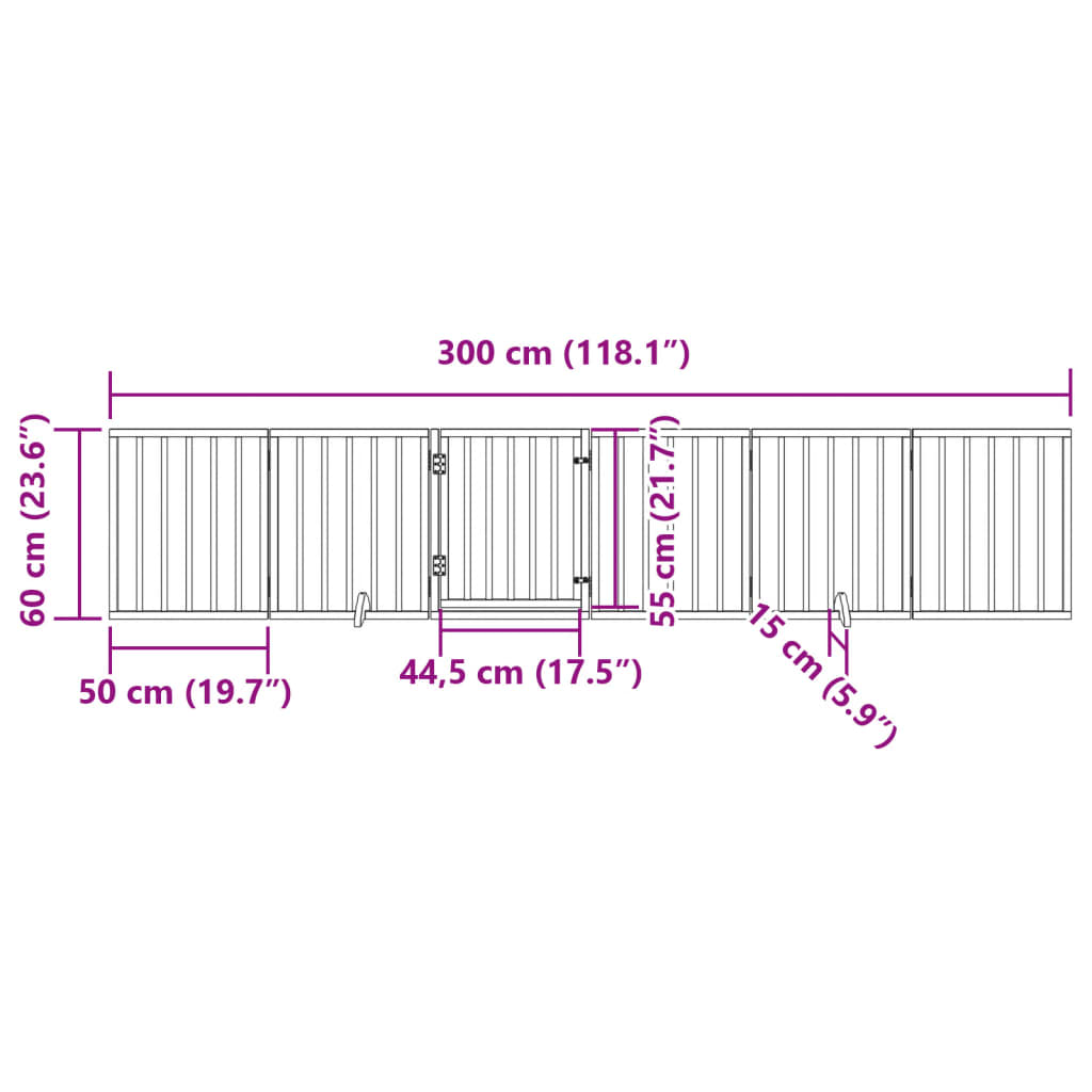 vidaXL Składana bramka dla psa, z drzwiami, 6 paneli, brąz, 300 cm