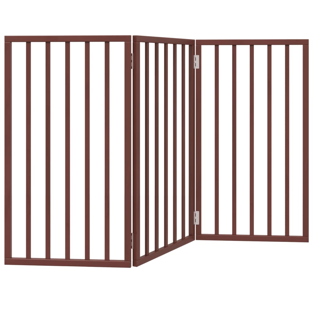 vidaXL Składana bramka dla psa, 3 panele, brąz, 150 cm