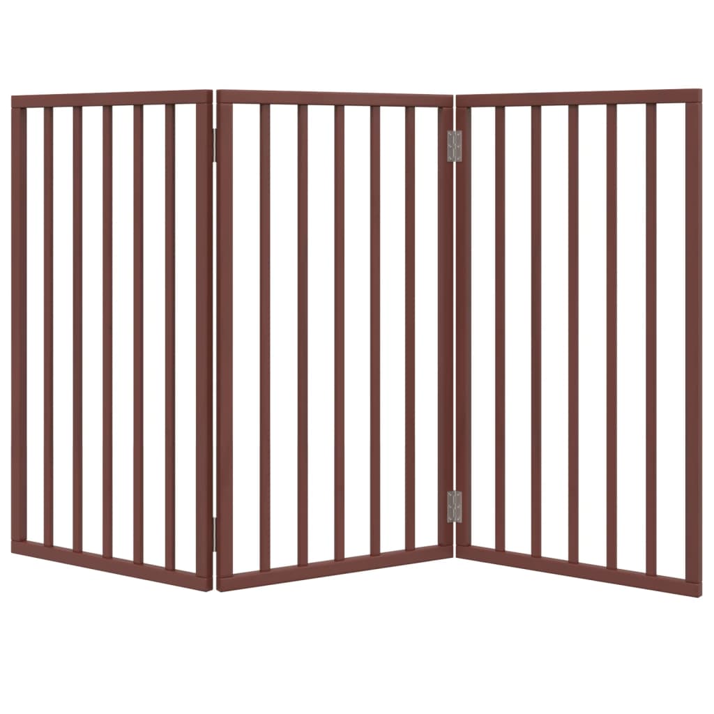 vidaXL Składana bramka dla psa, 3 panele, brąz, 150 cm