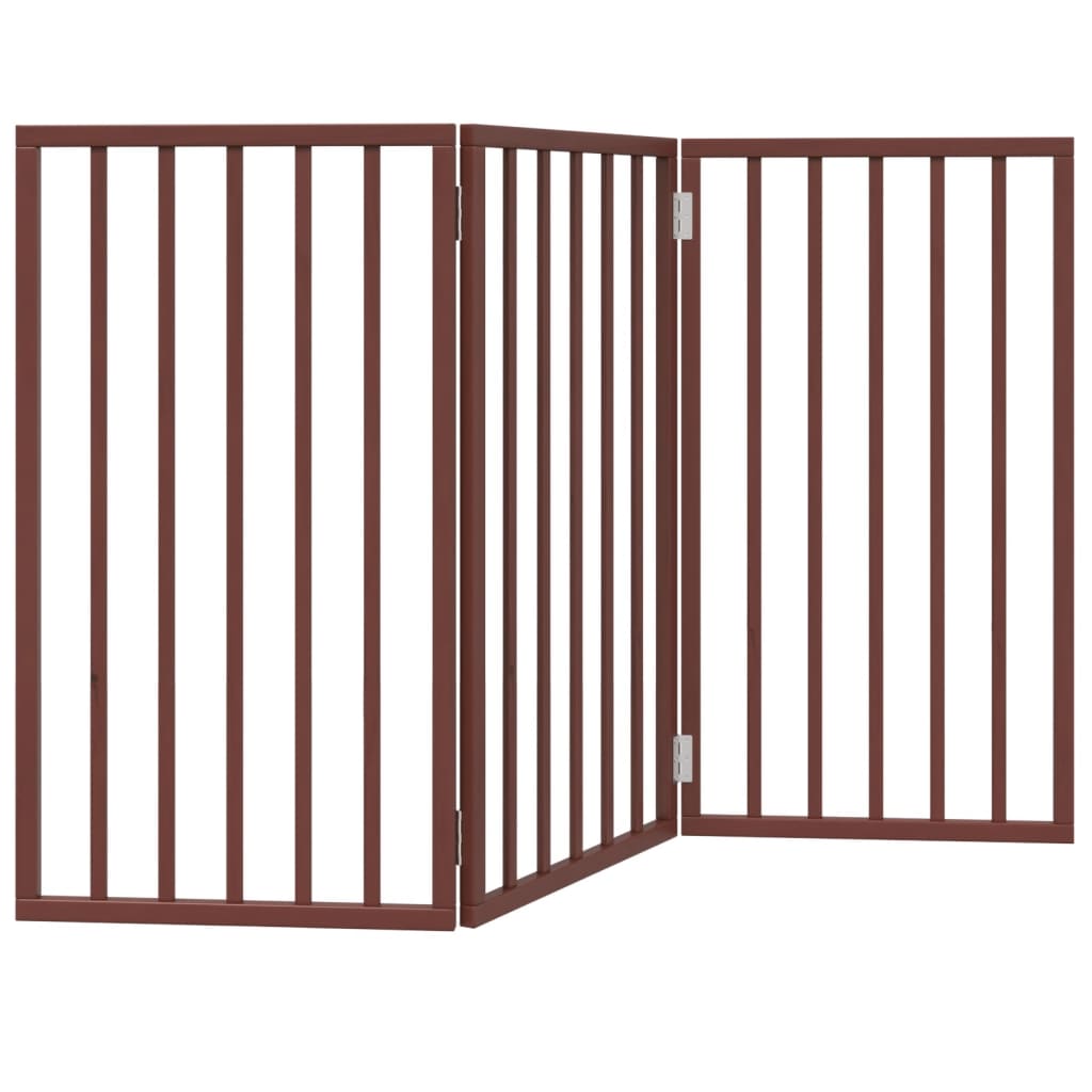 vidaXL Składana bramka dla psa, 3 panele, brąz, 150 cm