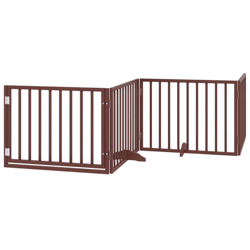 vidaXL Bramka dla psa z drzwiami składana 4 panele brązowa 320 cm drewno topolowe