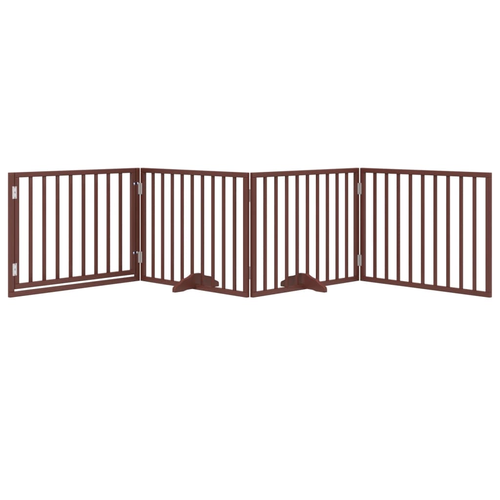 vidaXL Bramka dla psa z drzwiami składana 4 panele brązowa 320 cm drewno topolowe