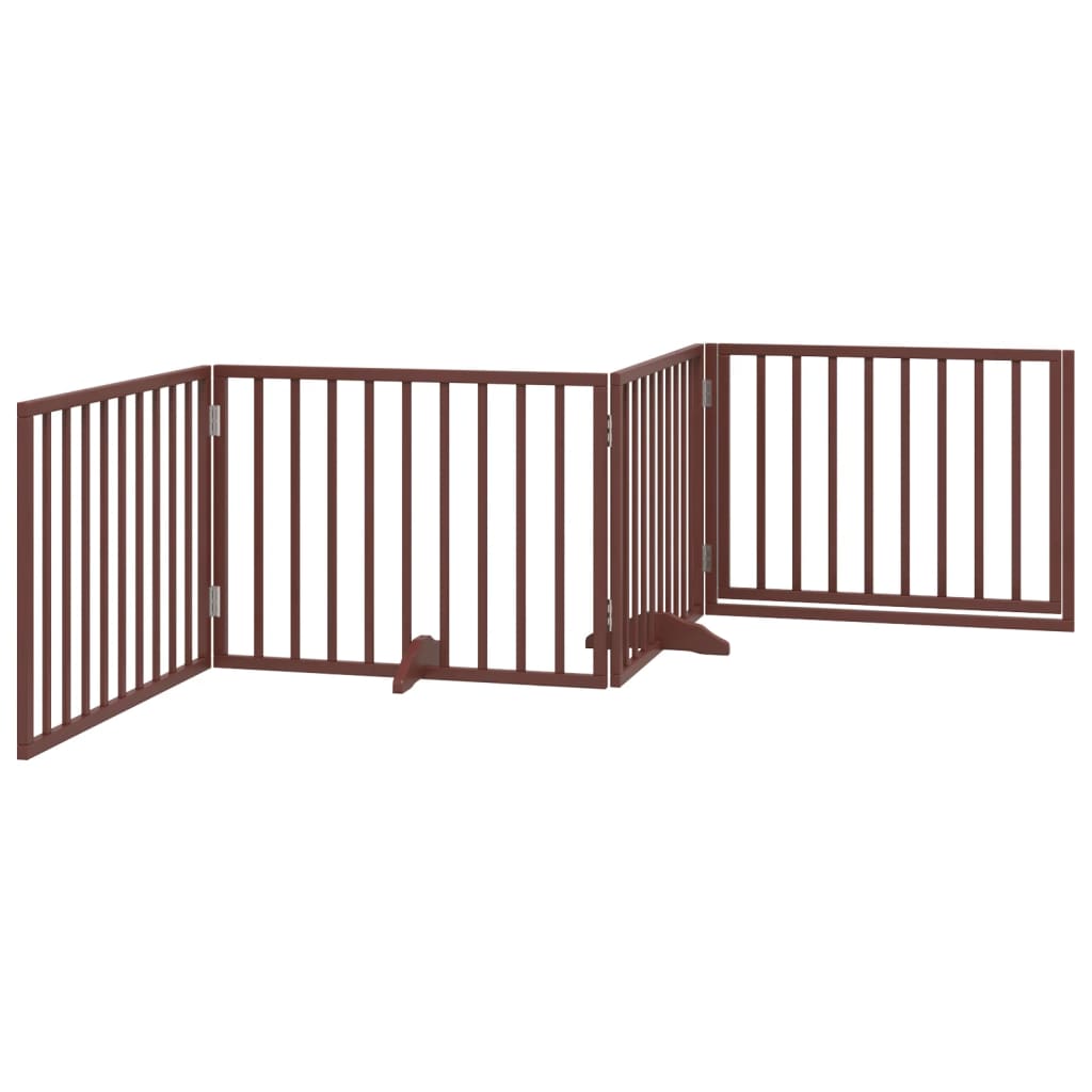 vidaXL Bramka dla psa z drzwiami składana 4 panele brązowa 320 cm drewno topolowe