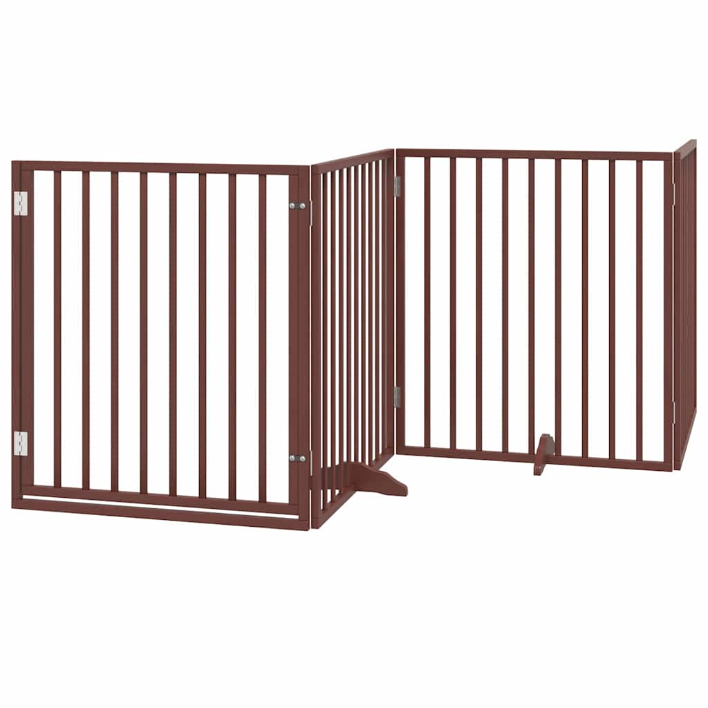 vidaXL Bramka dla psa z drzwiami składana 4 panele brązowa 320 cm drewno topolowe