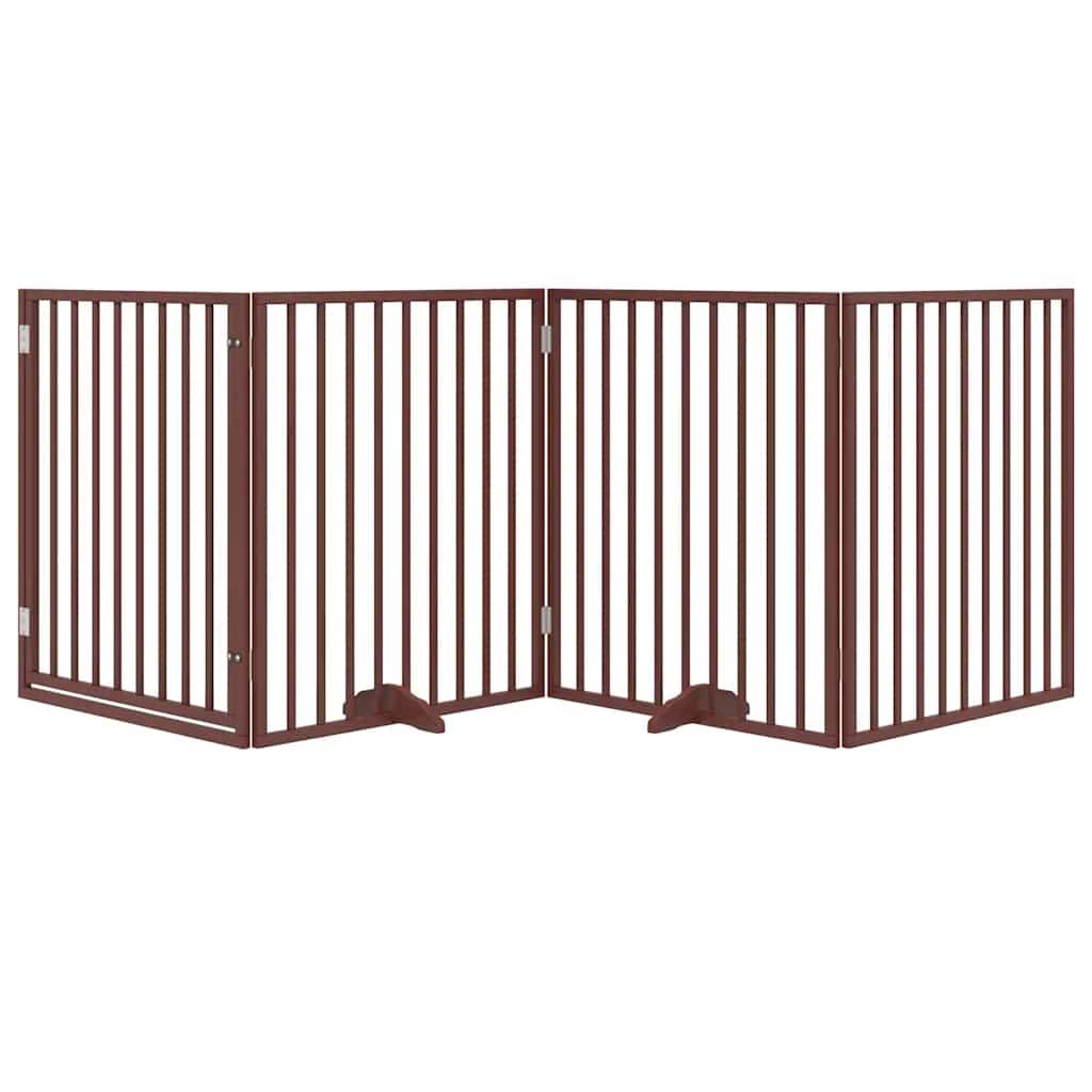 vidaXL Bramka dla psa z drzwiami składana 4 panele brązowa 320 cm drewno topolowe