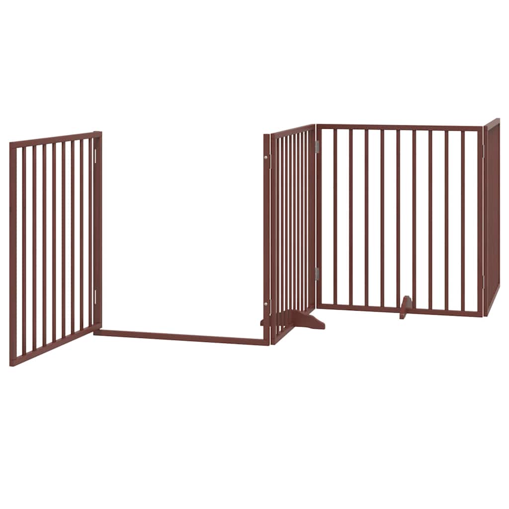 vidaXL Bramka dla psa z drzwiami składana 4 panele brązowa 320 cm drewno topolowe