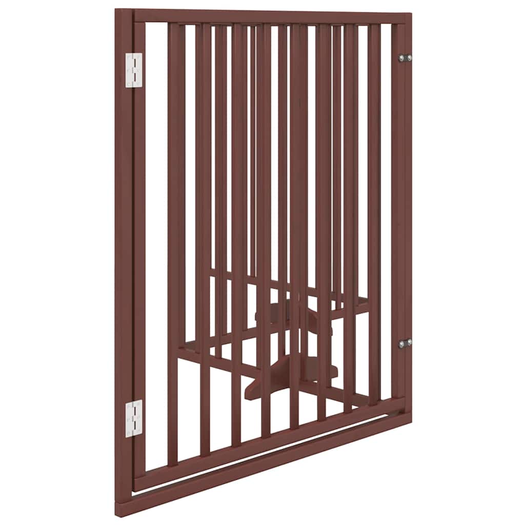 vidaXL Bramka dla psa z drzwiami składana 4 panele brązowa 320 cm drewno topolowe
