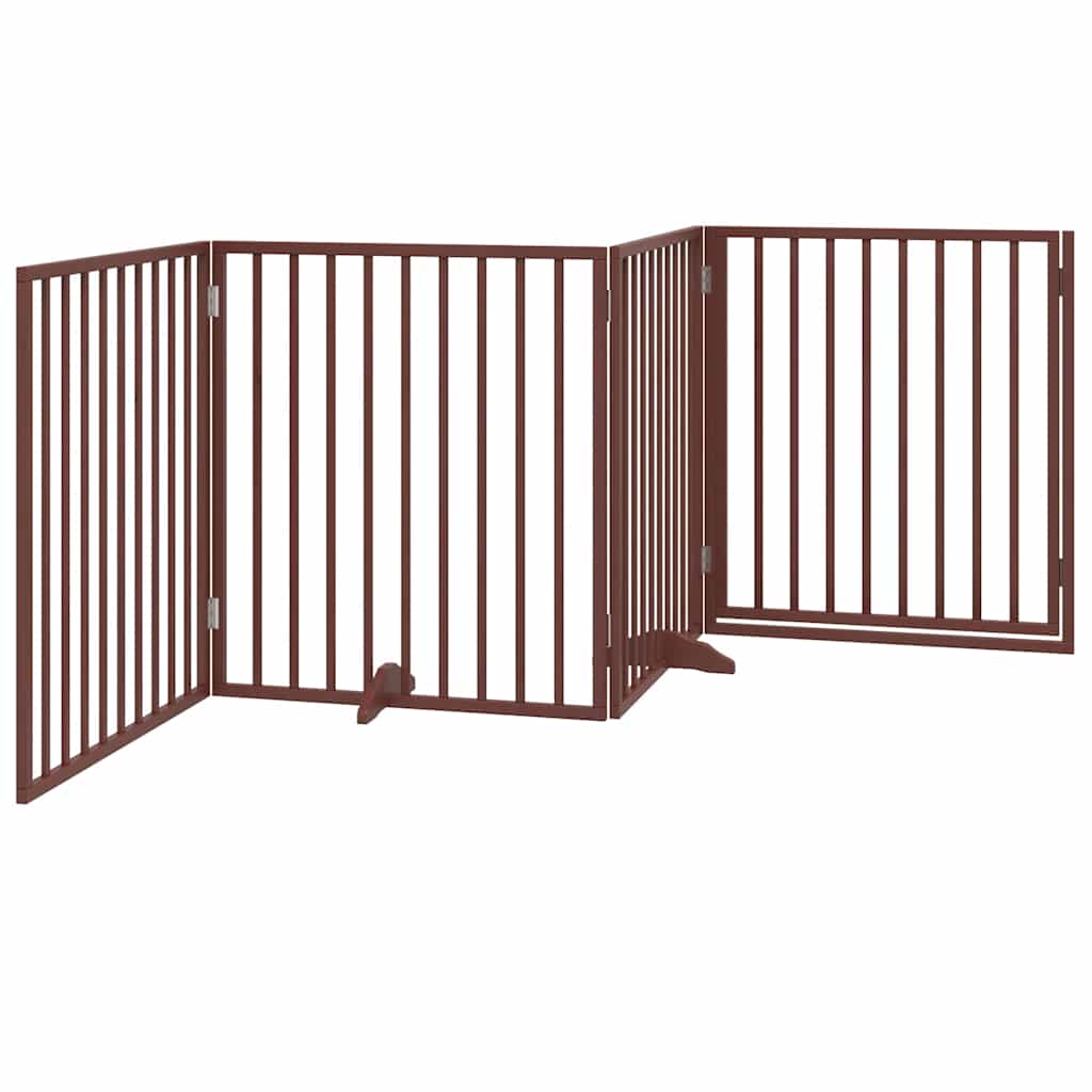 vidaXL Bramka dla psa z drzwiami składana 4 panele brązowa 320 cm drewno topolowe
