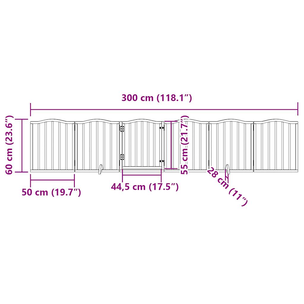 vidaXL Składana bramka dla psa, z drzwiami, 6 paneli, 300 cm