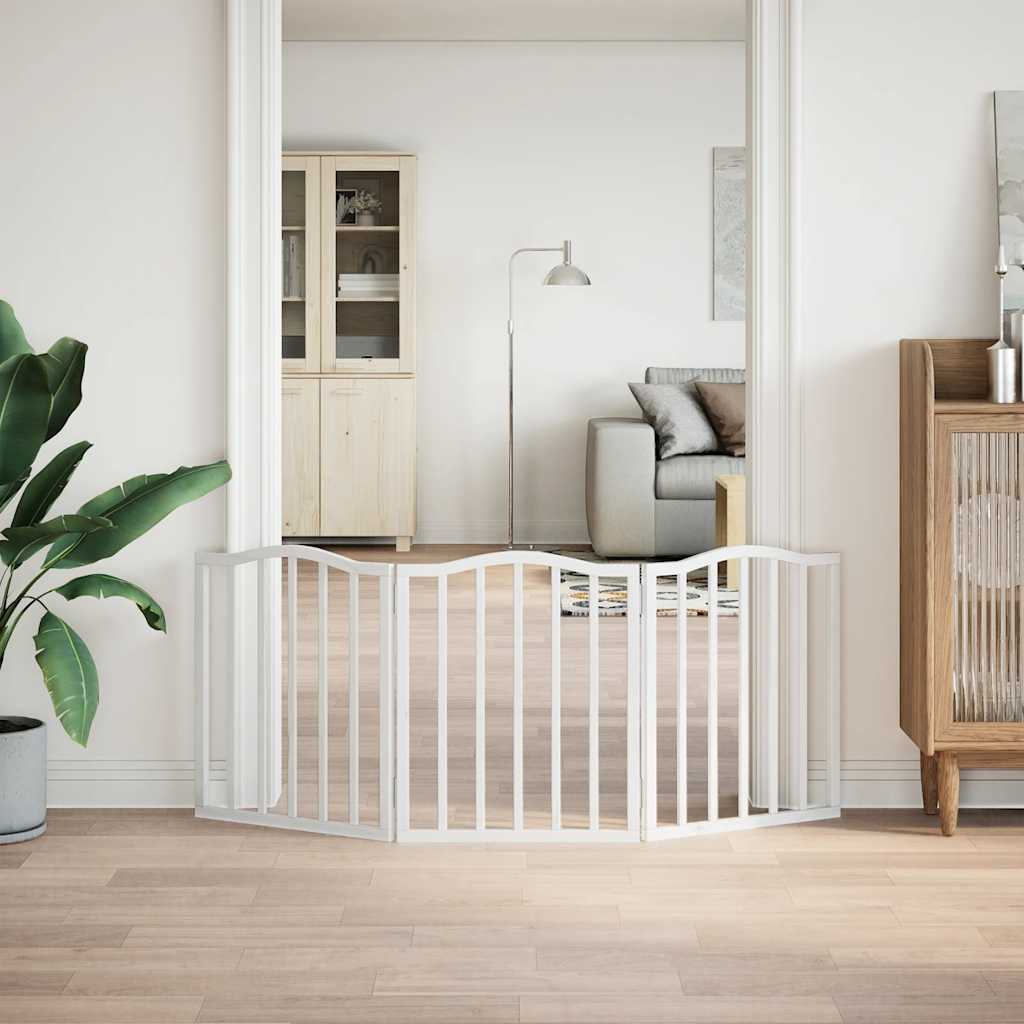 vidaXL Składana bramka zabezpieczająca dla psa, 3 panele, biała, 150cm