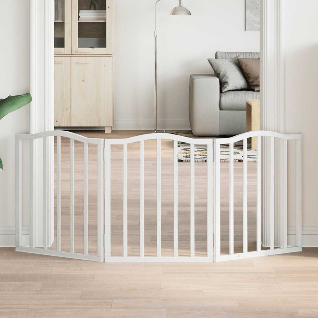 vidaXL Składana bramka zabezpieczająca dla psa, 3 panele, biała, 150cm