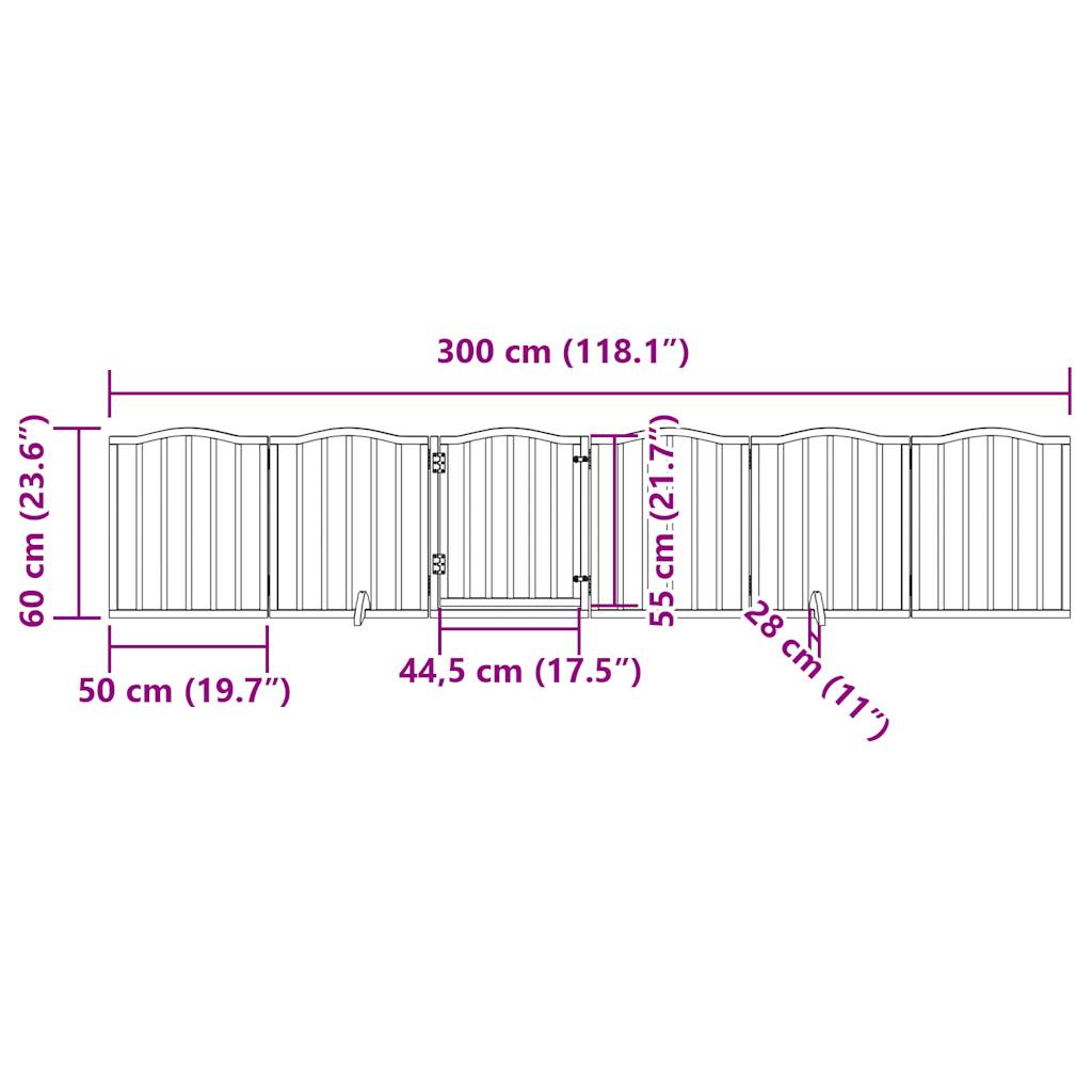 vidaXL Składana bramka dla psa, z drzwiami, 6 paneli, biała, 300 cm