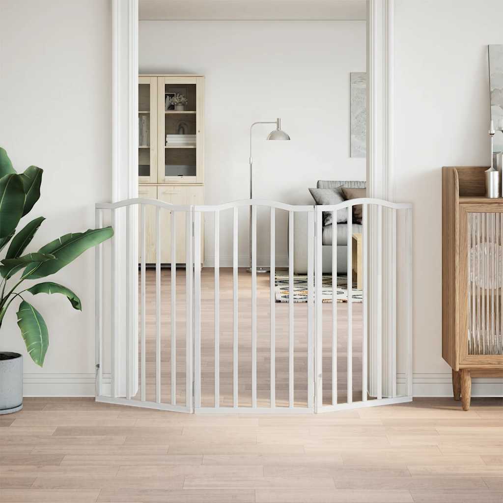 vidaXL Składana bramka zabezpieczająca dla psa, 3 panele, biała, 150cm