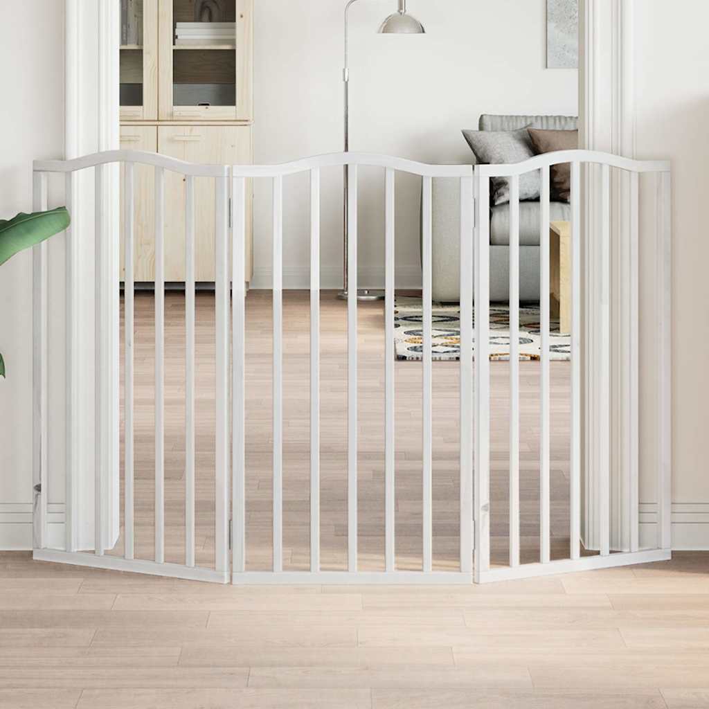 vidaXL Składana bramka zabezpieczająca dla psa, 3 panele, biała, 150cm