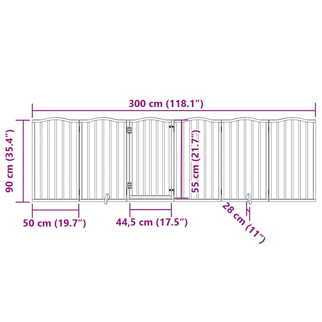 vidaXL Składana bramka dla psa, z drzwiami, 6 paneli, biała, 300 cm