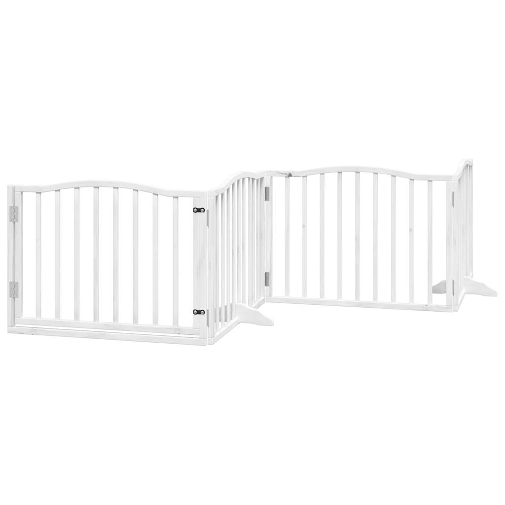vidaXL Składana bramka dla psa, z drzwiami, 4 panele, biała, 320 cm